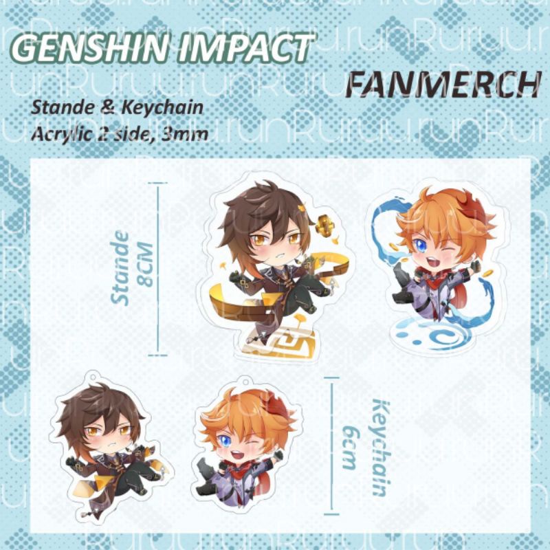 Jual Genshin Impact Childe Zhongli Double Sided Keychain, Standee ...