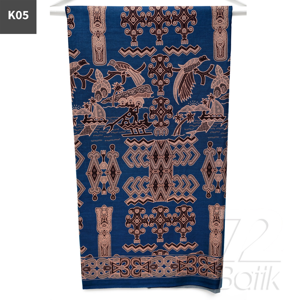 Jual KAIN BATIK PREMIUM Bahan Katun Motif Burung Adat Warna Biru 721200