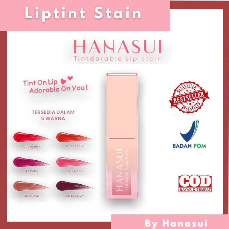 Jual Hanasui Tintdorable Lip Stain Lip Tint 10ml Shopee Indonesia