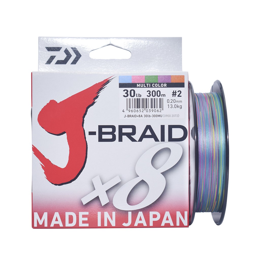 Fil De Pêche Tressé Daiwa J-Braid X8 - 300 Mètres - Multicolor - Très Haute Sensibilité