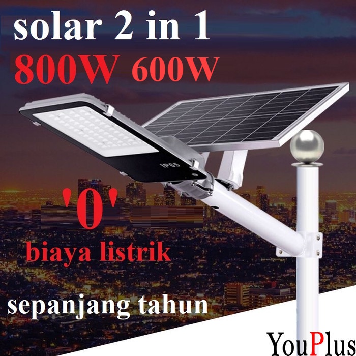 Jual YOUPLUS LAMPU JALAN SOROT 800watt 800w lampu pju solar panel 2 in ...