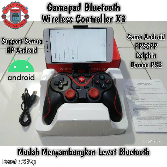 Jual Gamepad Bluetooth Controller X3 + Holder Smartphone Android Game ...