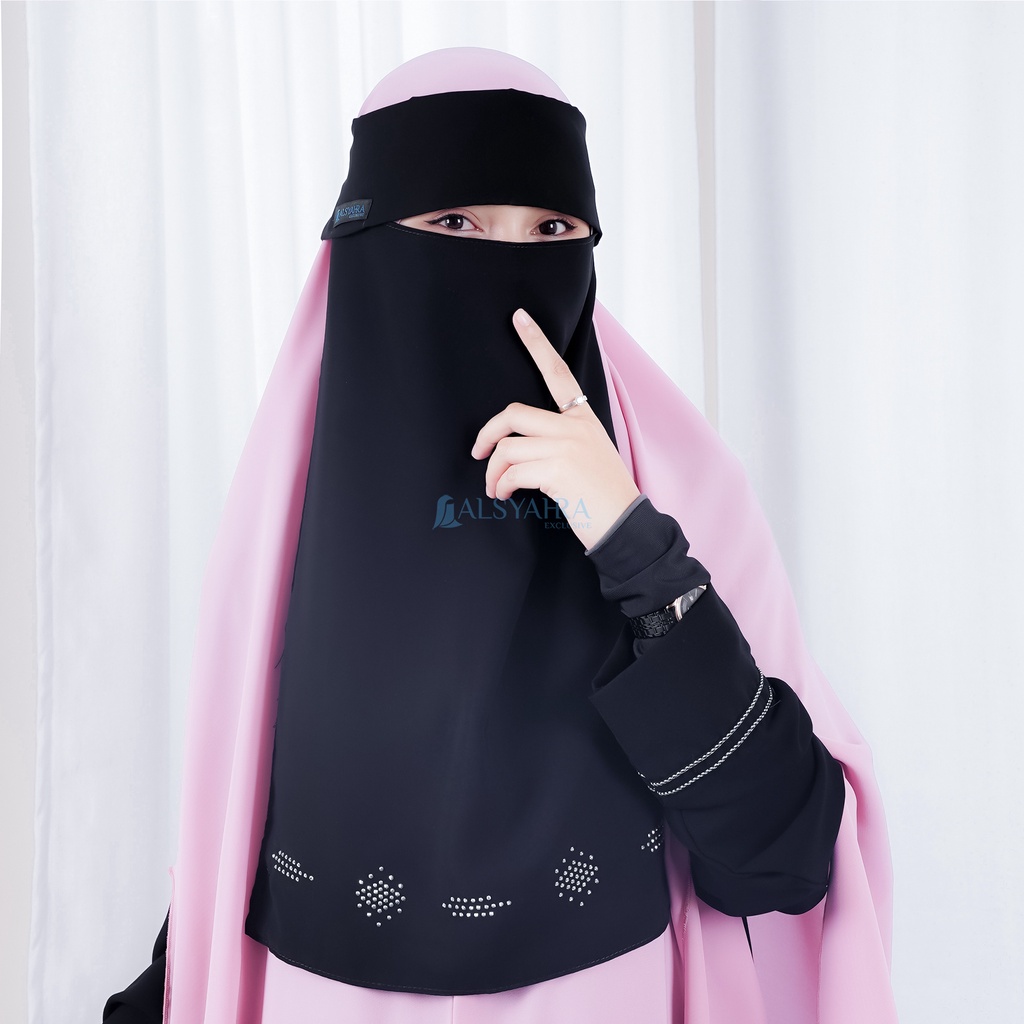 Jual Niqab Poni Mediterania Sifon Silk Jetblack Alsyahra Exclusive Shopee Indonesia