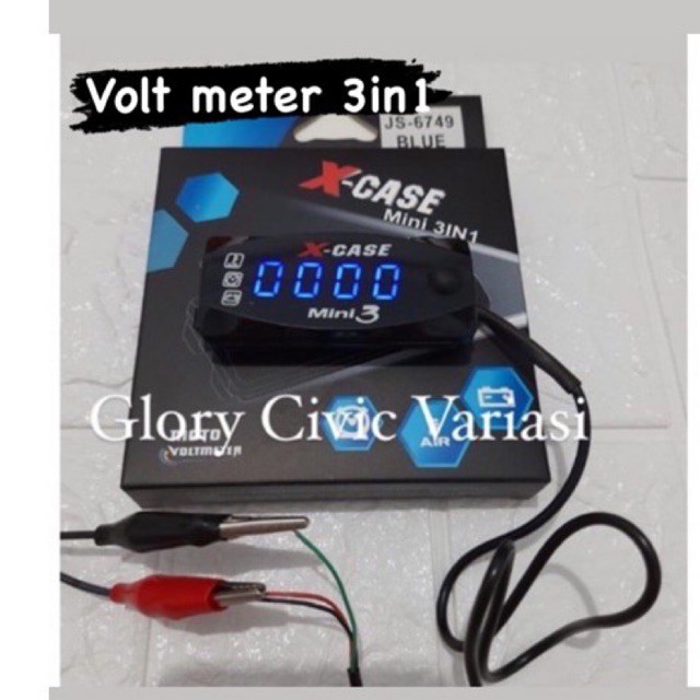 Jual VOLT METER WATER PROOF VOLT METER MINI 3 IN 1 UNIVERSAL | Shopee ...