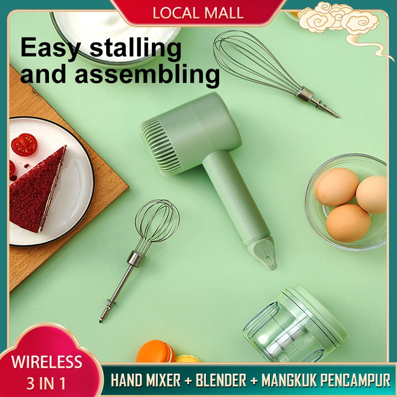 Jual USB Portable hand mixer Wireless elektrik mikser hand mixer kue