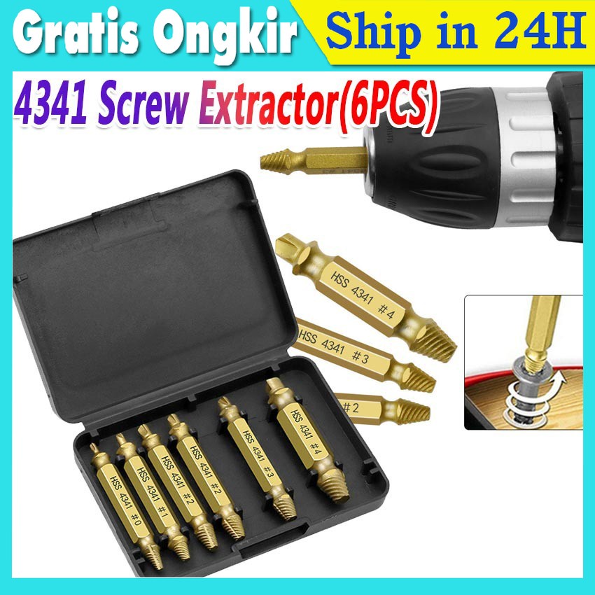 Jual Pcs Tap Balik Screw Extractor Alat Pembuka Baut Skrup Rusak Screw