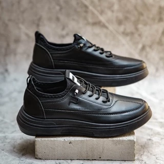 PAULMAY Ignite Pria Sepatu Sneakers Casual Kuliah Kerja Hangout Nyaman Ringan Anti-Slip Trendy Hitam