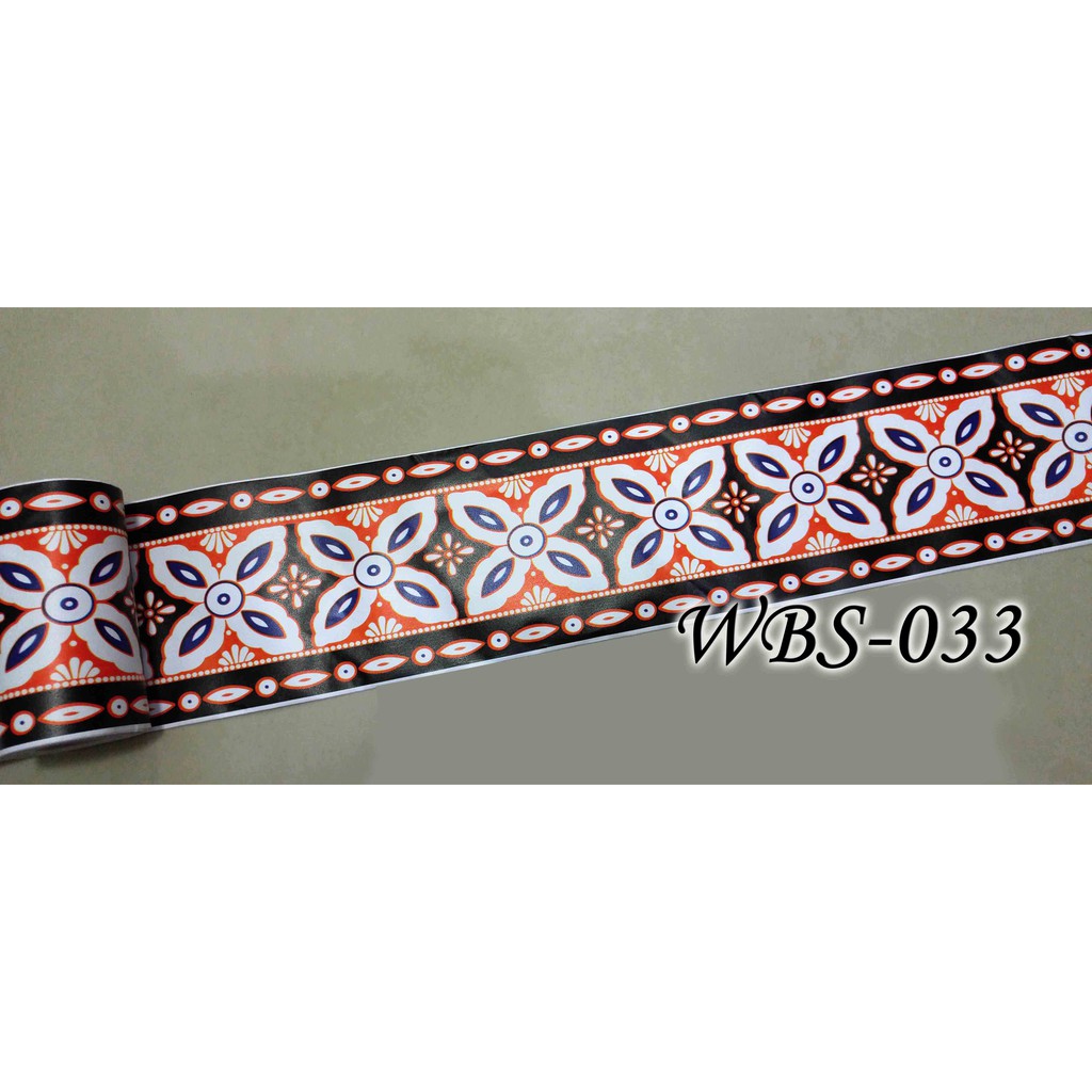 Jual WBS033 BLACK BATIK WALL BORDER STICKER KACA DAN DINDING 10M LIST ...