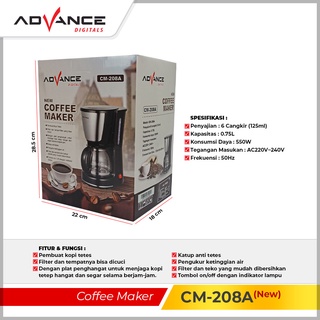 Jual Advance CM208A Coffee Maker Mesin Kopi Espresso Low Watt