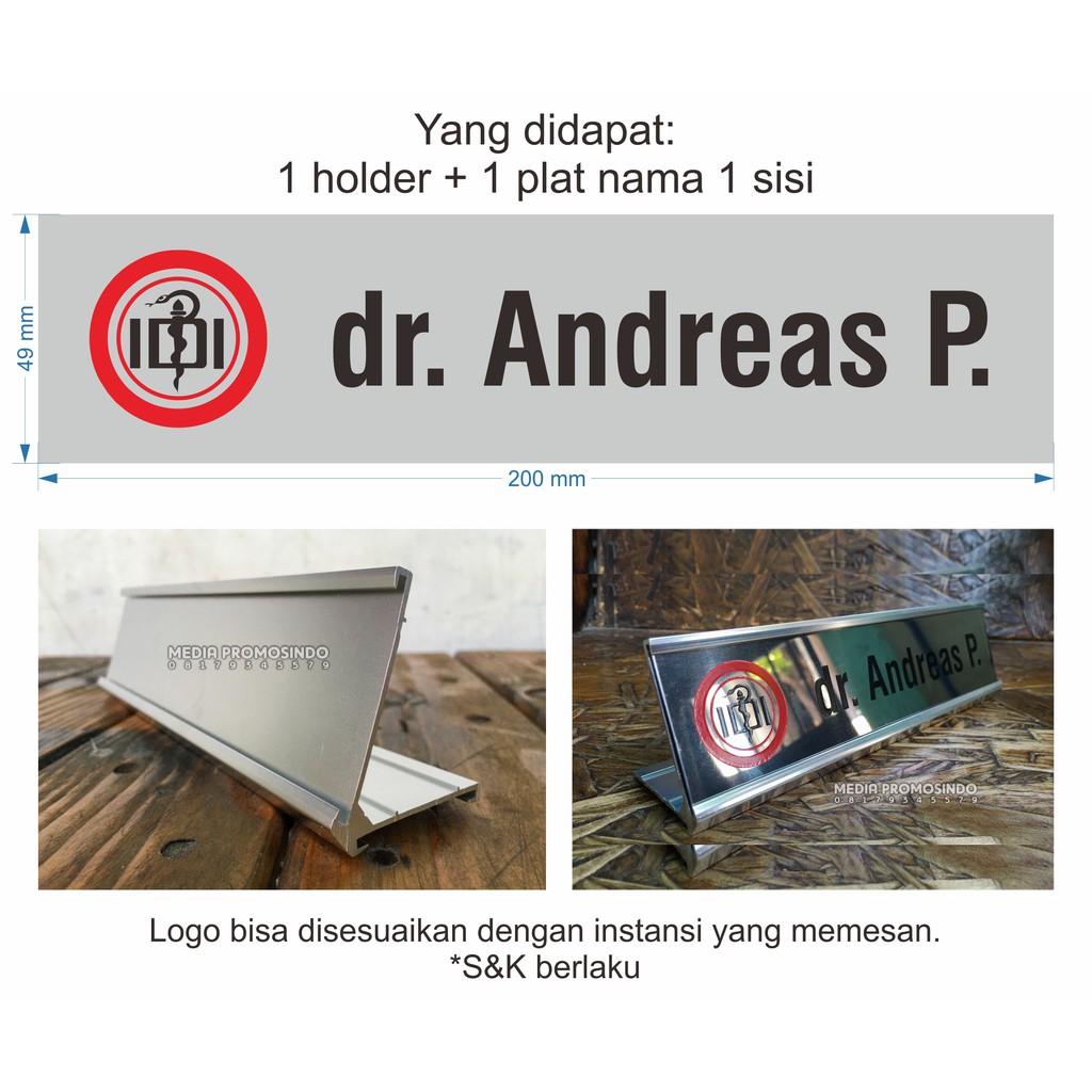 Jual Nama Meja/Name Desk Stainless Ukir Berholder Aluminium 20x5cm ...