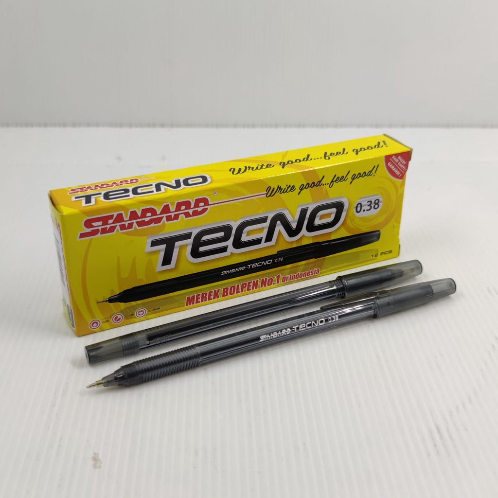 Jual STANDARD Tecno Bolpen Pulpen Pena 0.38mm Hitam ( 1 Box / 12pcs ...