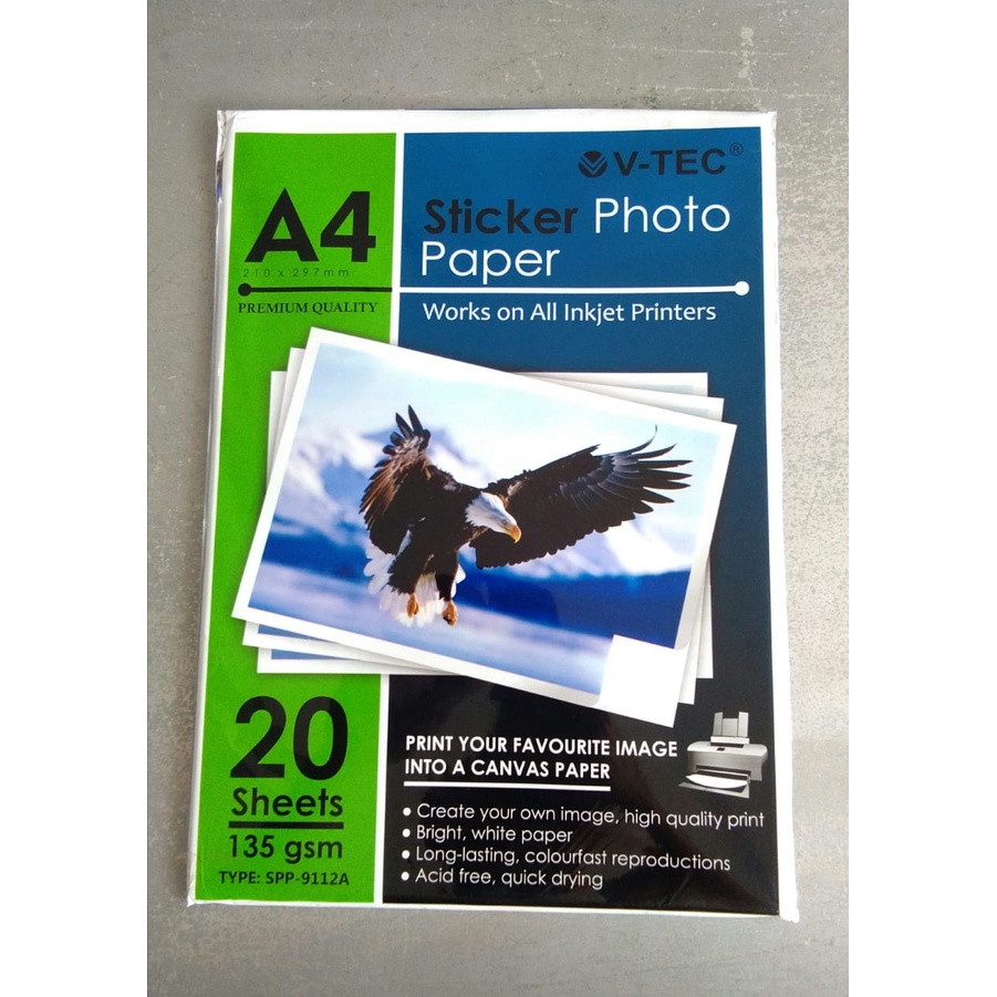 Jual Kertas Sticker V-Tec 135gsm 20s | Shopee Indonesia