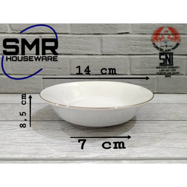 Jual ( 6 PCS ) PIRING PUDDING KERAMIK LIS EMAS MERK JM UKURAN 14 CM ( 6 ...