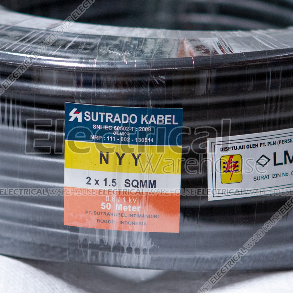 Kabel Listrik NYY 2x1.5mm2 SUTRADO 50 Meter ( 2x1.5mm 2x1.5 mm 2 x 1.5 mm2  2x1,5 50M )