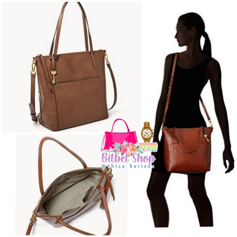 Jual TAS F OSSI L ORIGINAL EVELYN TOTE BLACK BROWN Shopee Indonesia