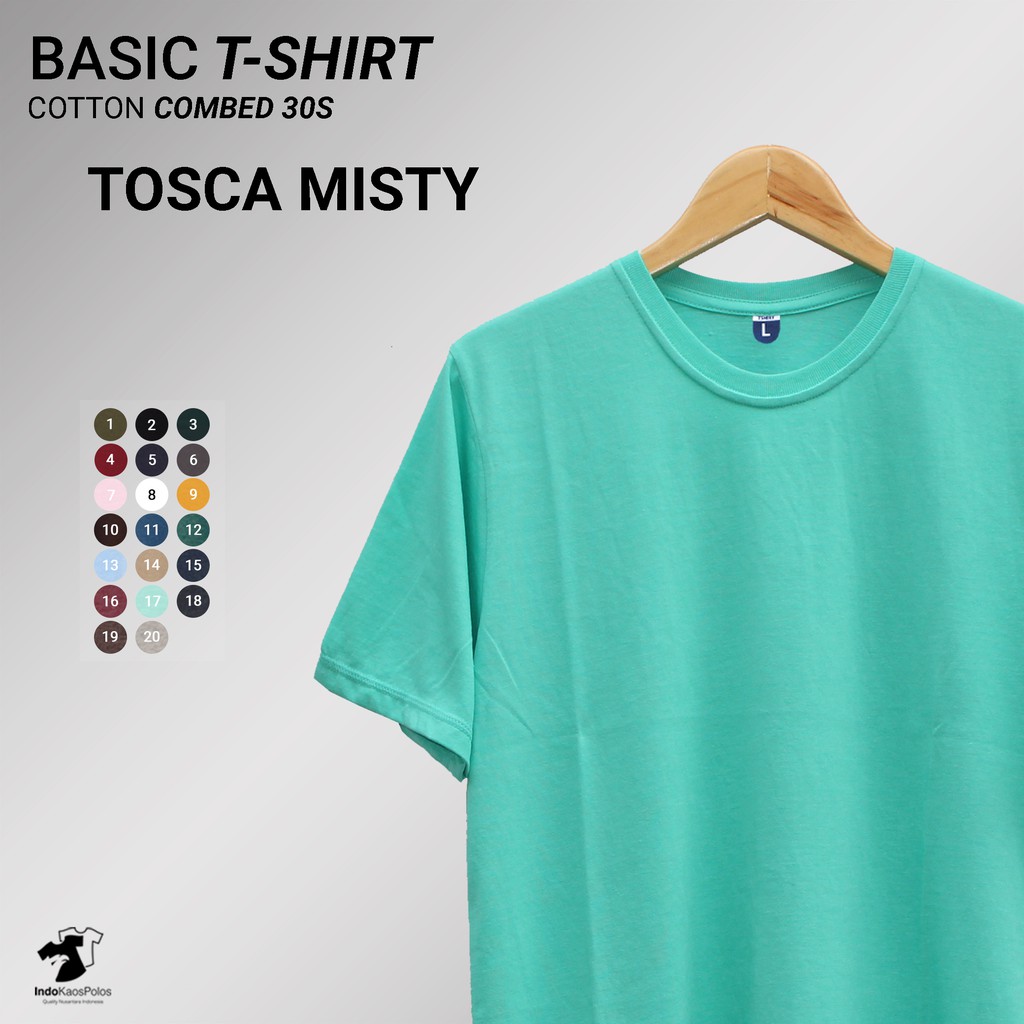 Jual Kaos Polos Distro Bahan Soft Katun Kombet 30s Premium Warna Tosca