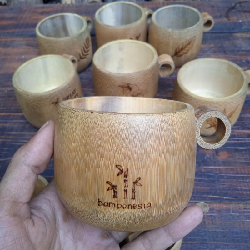 Jual Cangkir Bambu Set Isi 6pcs Caapcity 200ml Gelas Bambu Lukis Custom Shopee Indonesia 1326