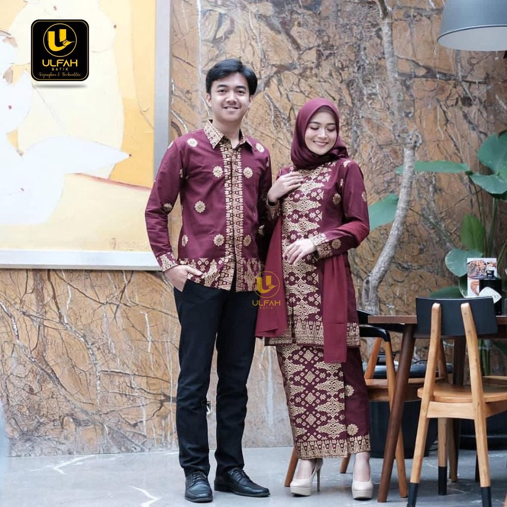 Jual Couple Kebaya Batik Modern - Batik Couple Sarimbit Brokat - Kebaya ...