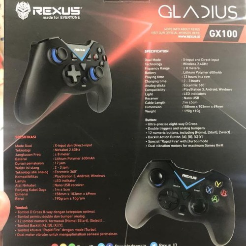 Jual Gamepad Rexus Gladius GX100 Wireless Joystick Gaming Stick Android ...