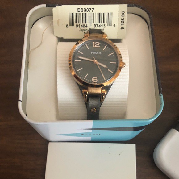 Jual Fossil es3077 Georgia smoke leather original | Shopee Indonesia