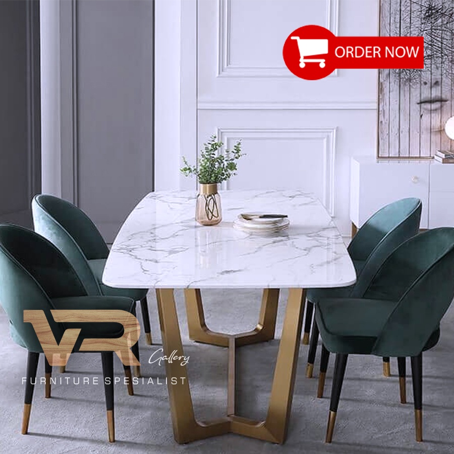 Meja Makan Marmer Berkelas Desain Mewah Elegan Modern