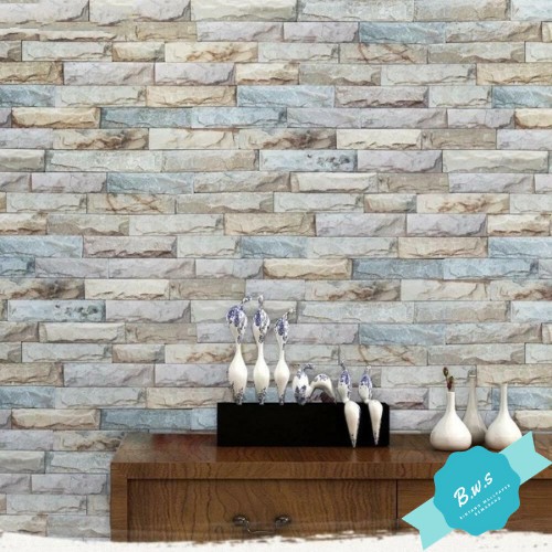 Jual Wallpaper Sticker Dinding Motif Batu Alam Brick //10m x 45cm ...