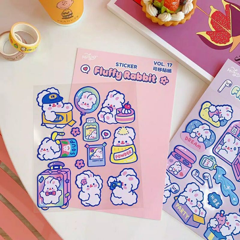 Jual Fluffy Rabbit Milkjoy Stiker Korea Inspired Deco Stickers | Shopee ...