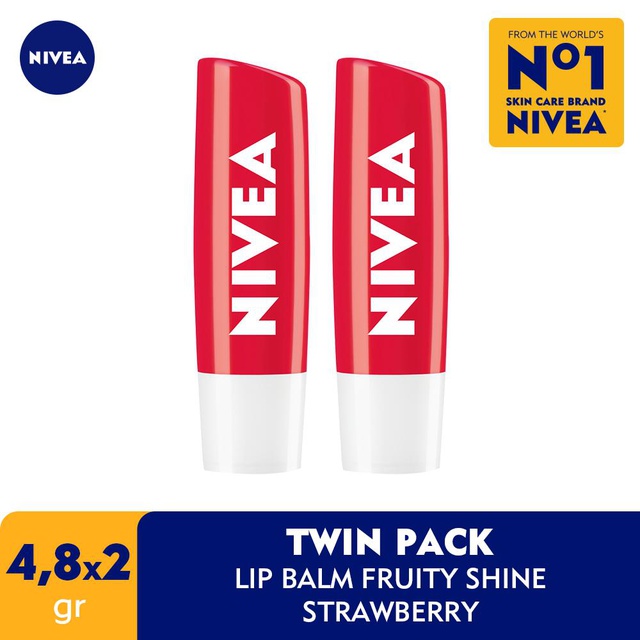 Jual Nivea Lip Balm Fruity Shine Strawberry 2 X 4 8 Gr Shopee Indonesia