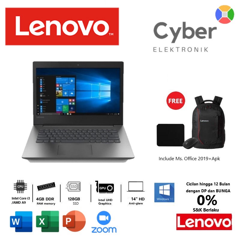 Jual CICILAN 0% DP Laptop GAMING Lenovo ideapad AMD A9 slim ram 4GB HDD