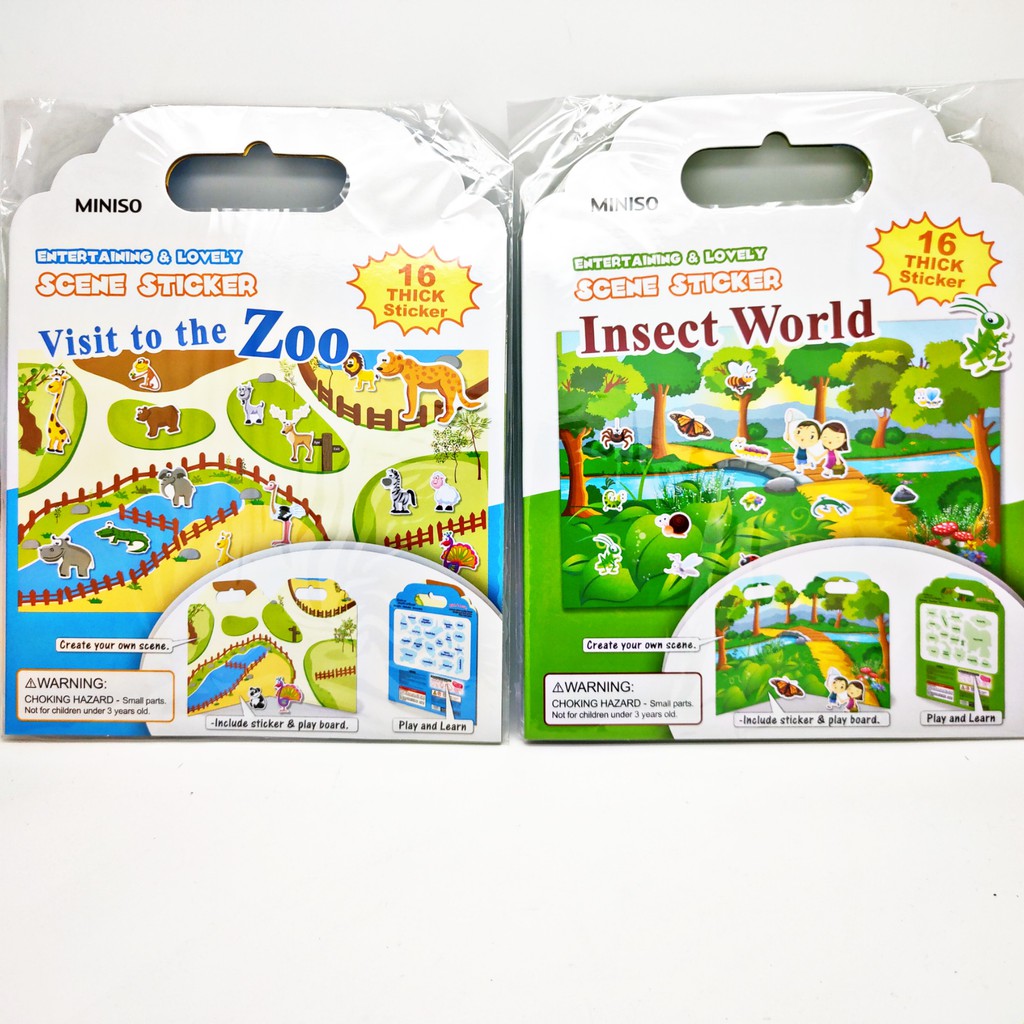 Jual MINISO Sticker Scene Buku Stiker Anak Zoo/Natural Animal/Aquarium ...