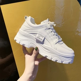 Sepatu Sneakers Wanita Korea Rulfine Elegan Putih