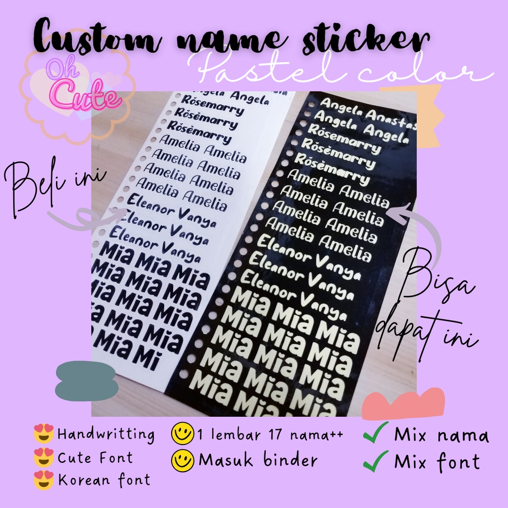 Jual Sticker Nama Custom per Lembar Warna Pastel | Shopee Indonesia