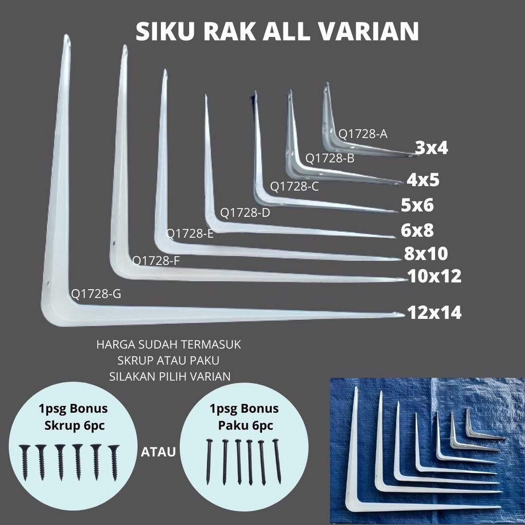 Jual Siku penyangga rak dekorasi ruangan bracket ambalan putih varian ...