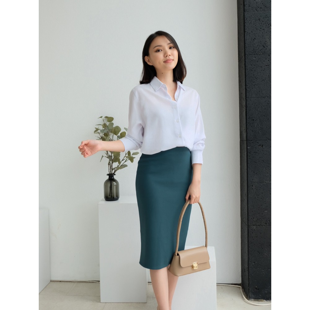 Jual Kadaka B Midi Skirt Premium Cotton Stretch Shopee Indonesia