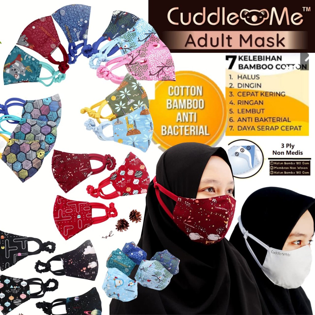 Jual CUDDLE ME ADULT MASK UNISEX DESIGN MASKER WAJAH 3 LAPIS KAIN KATUN ...