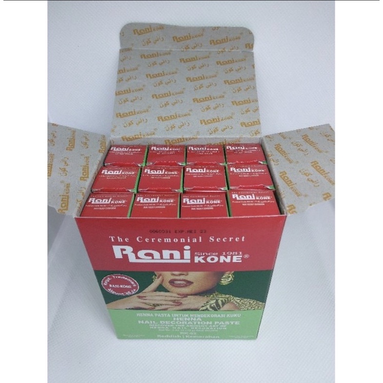 Jual Rani Henna Kone Cat kuku Tato Tangan 15gr Merah harga per 1pc ...