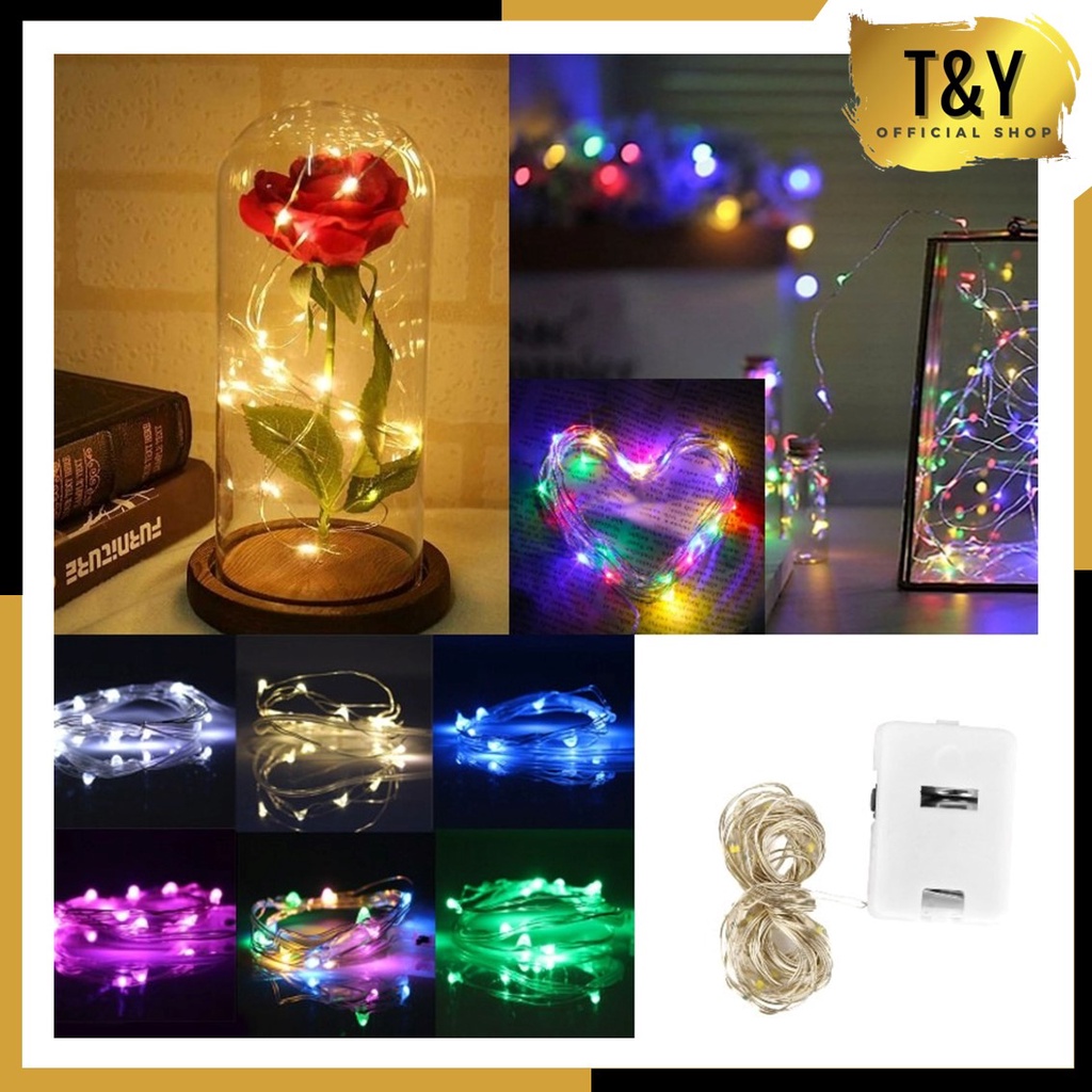 T&Y Lampu Tumblr Kawat Mini 1Mtr 2Mtr 3Mtr 5Meter Lampu Hias Dekorasi Gift Box Bucket Bunga Balon Fairy Light Led Rainbow
