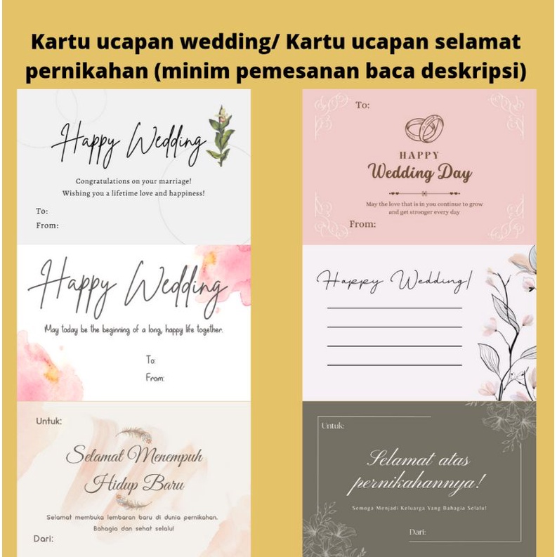Jual KARTU UCAPAN WEDDING / KARTU UCAPAN SELAMAT PERNIKAHAN / KARTU