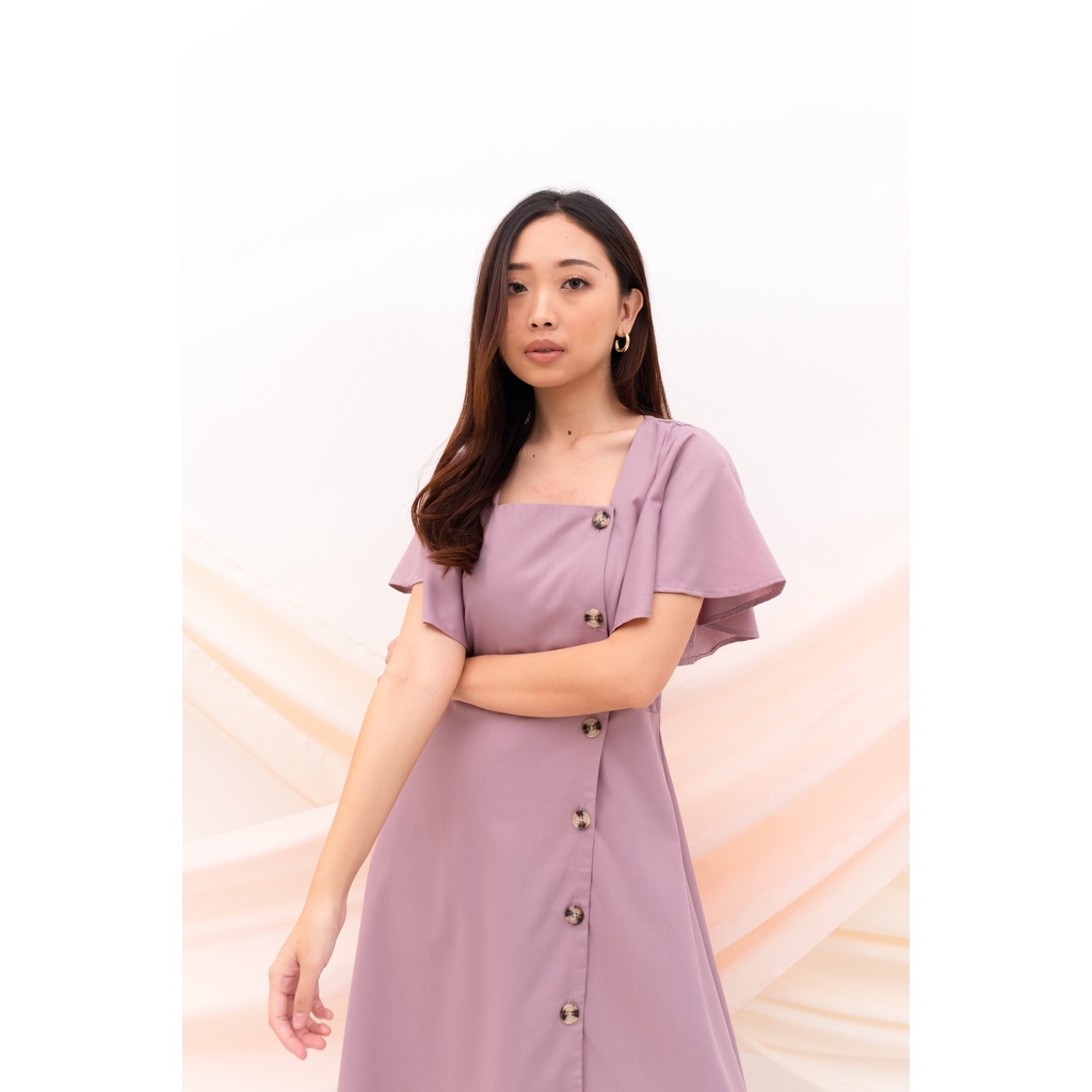 Jual CLARINI - Abigail Dress - Mauve | Shopee Indonesia