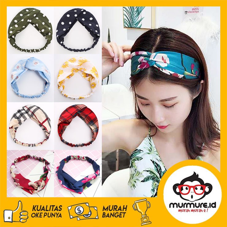 Jual Murmureid Simple Bando Fashion Bandana Wanita Model Simpul Kain Motif Ala Korea Ha047 