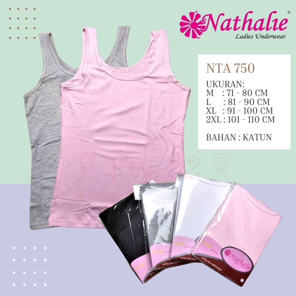 Nathalie Kaos Tanktop Cvc Rib Pakaian Wanita 1 Pcs NTA 3411