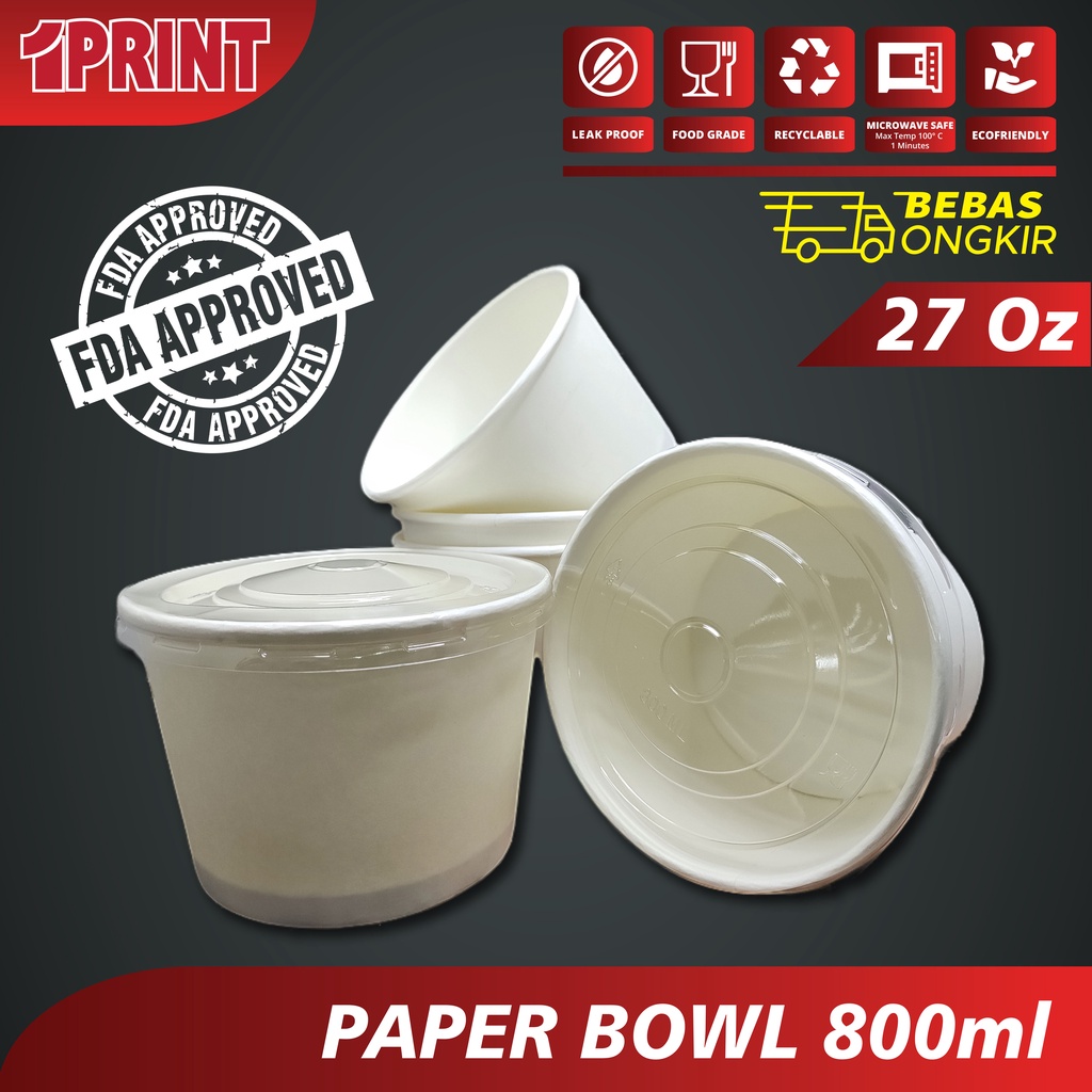 Jual Paper Bowl Mangkok Kertas Oz Ml Tutup Bening Shopee