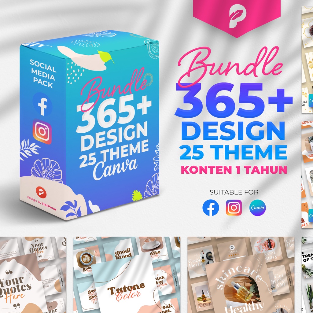 Jual Konten 1 Tahun 365+ Bundle Desain Template Canva Instagram ...