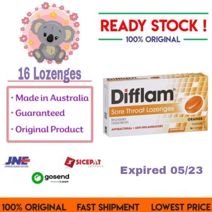 Jual Difflam Sore Throat Lozenges Orange Flavour Shopee Indonesia