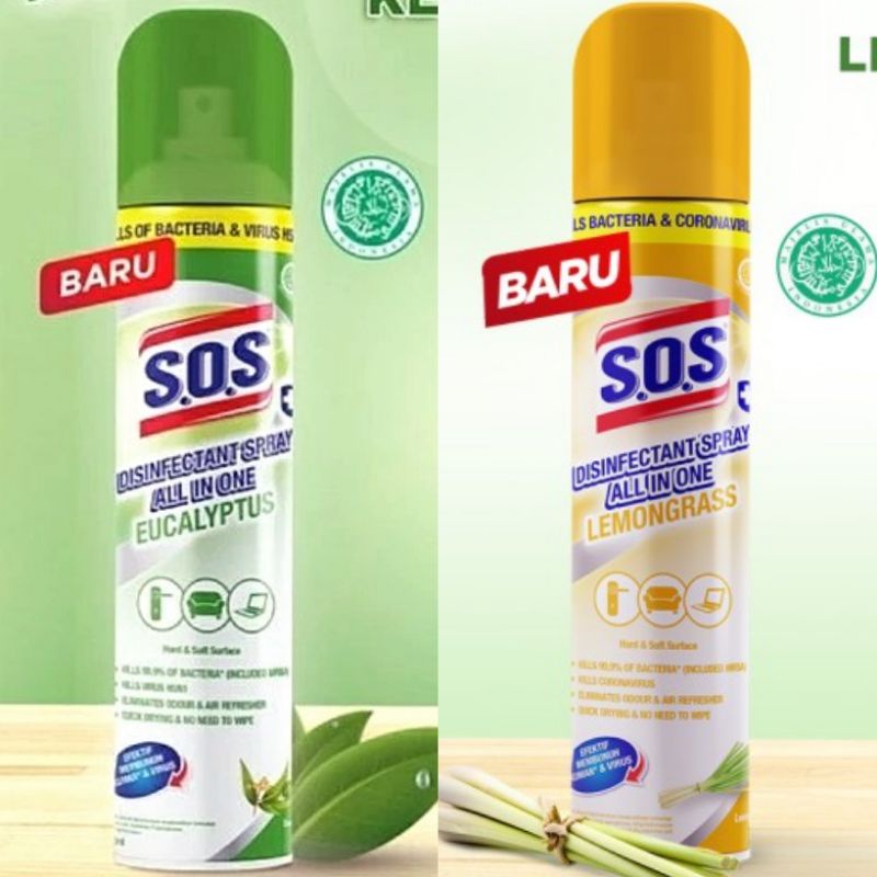 Jual SOS Disinfectant Spray All In One Eucalyptus / Lemongrass 250ml ...