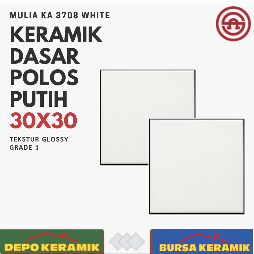 Jual Keramik Lantai Putih Polos 30x30 3708 Mulia Shopee Indonesia