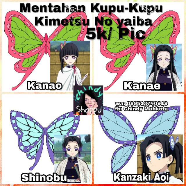 Jual Jepitan Kupu kupu Shinobu, Kanao, Kanae, Kanzaki Kimets…