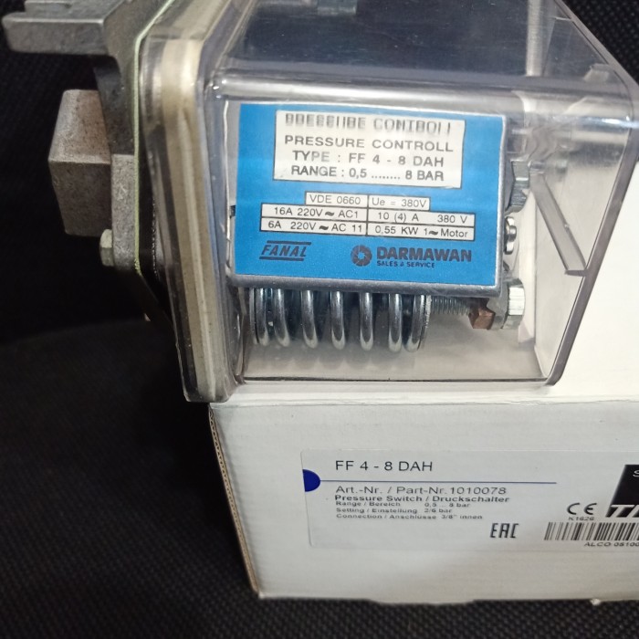 Jual Pressure switch fanal ff4 -8 dah Range 8 bar. koneksi 3/8 female ...