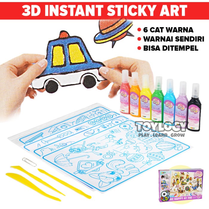 Jual Mainan Anak 3D Instant Sticky Art Edukasi Tempel Gambar Warna ...