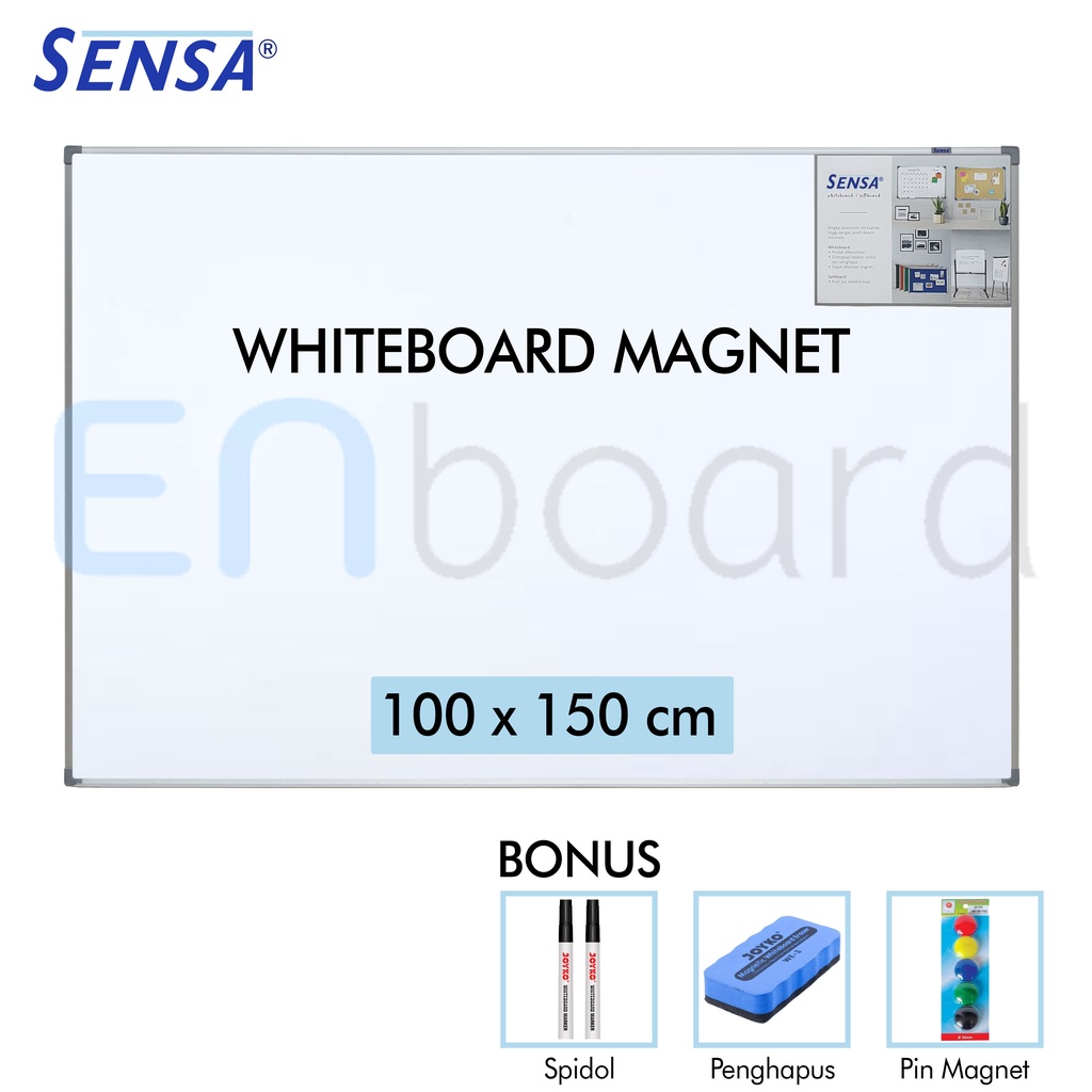 Jual Papan Tulis Whiteboard White Board Gantung Magnet Single Face Sensa 100 X 150 Cm Shopee 1758